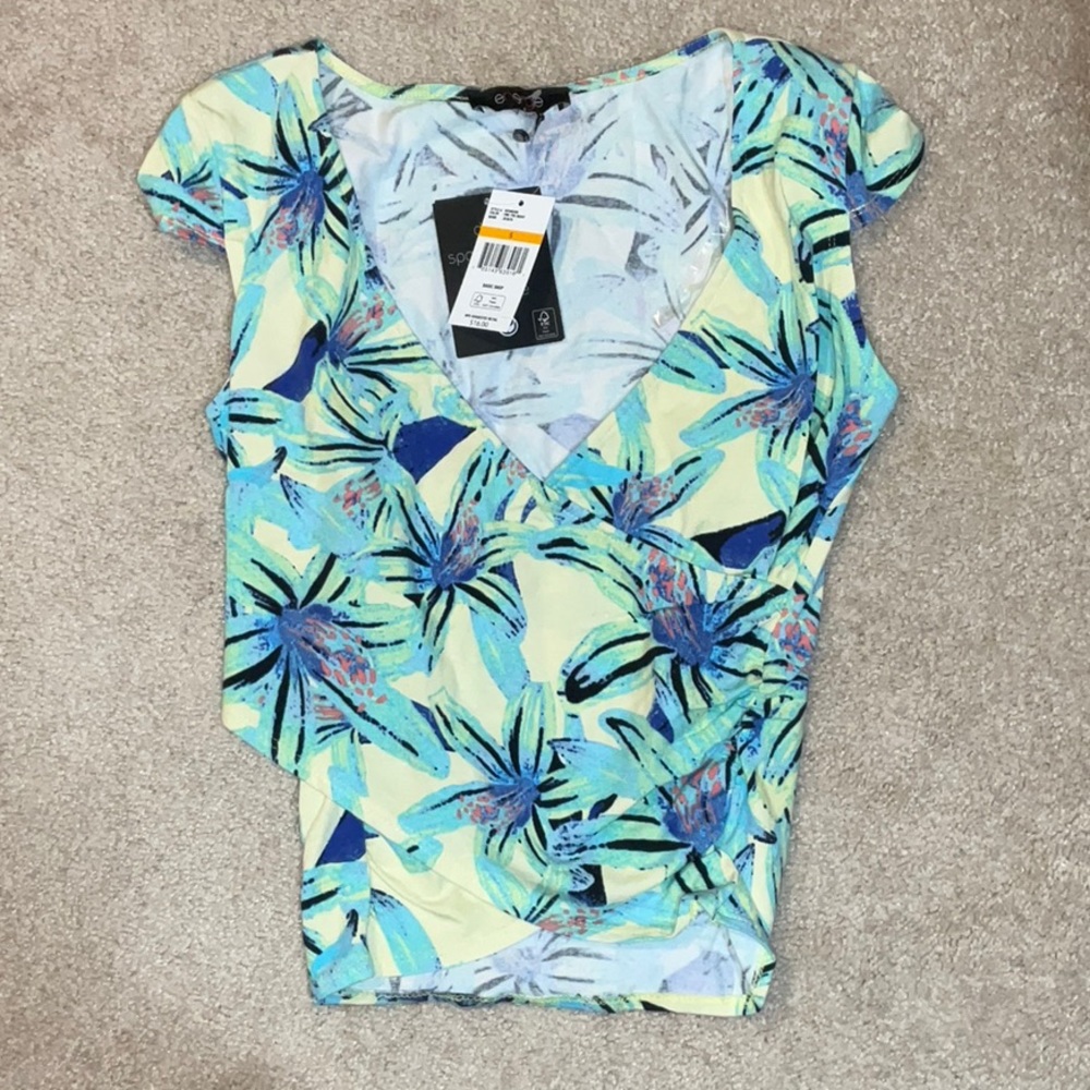 Y2K Energie Floral "Hawaiian" Top Blouse S NEW!